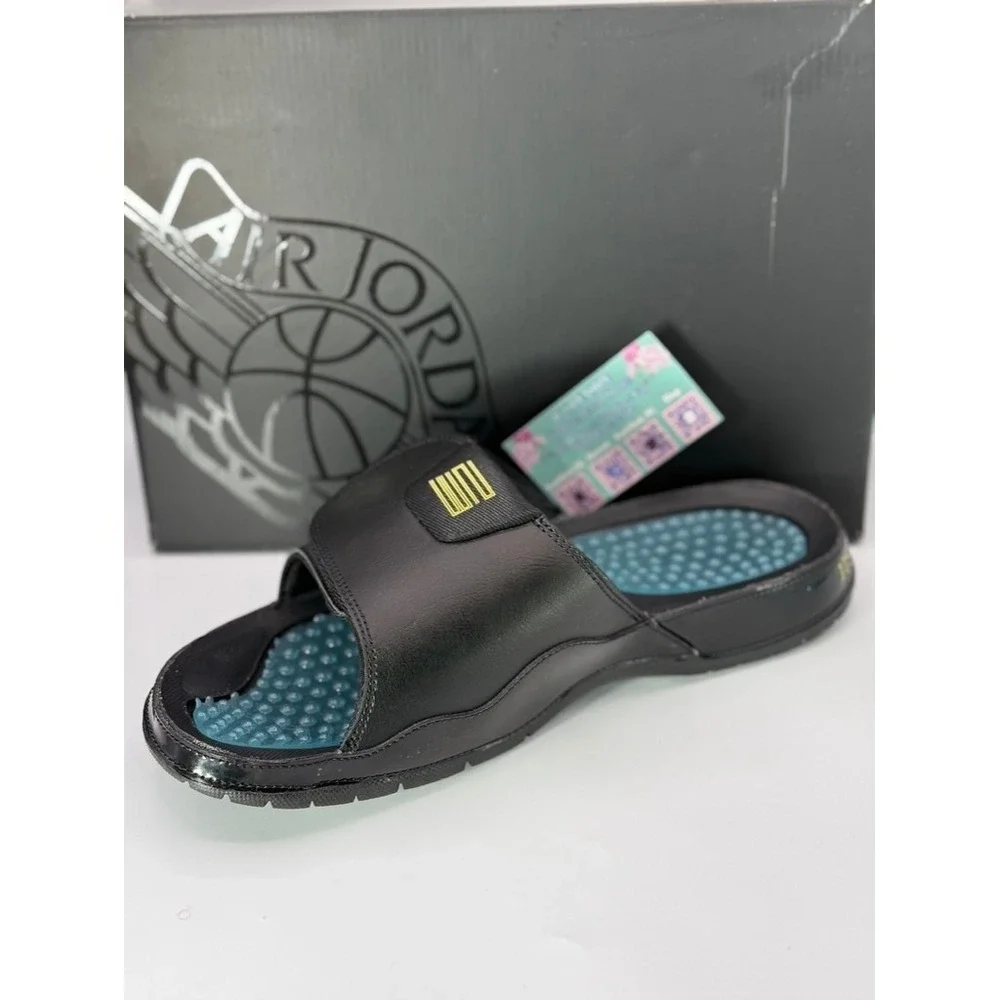 Jordan Hydro 11 Retro Gamma Blue Black Gold Slides FN2452-047 Mens Size 12